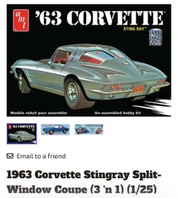 AMT 1963 Corvette Stingray Model Kit 1/25