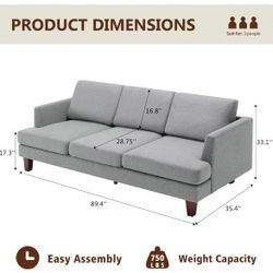 3 Seater Sofa Couch with Deep Seats