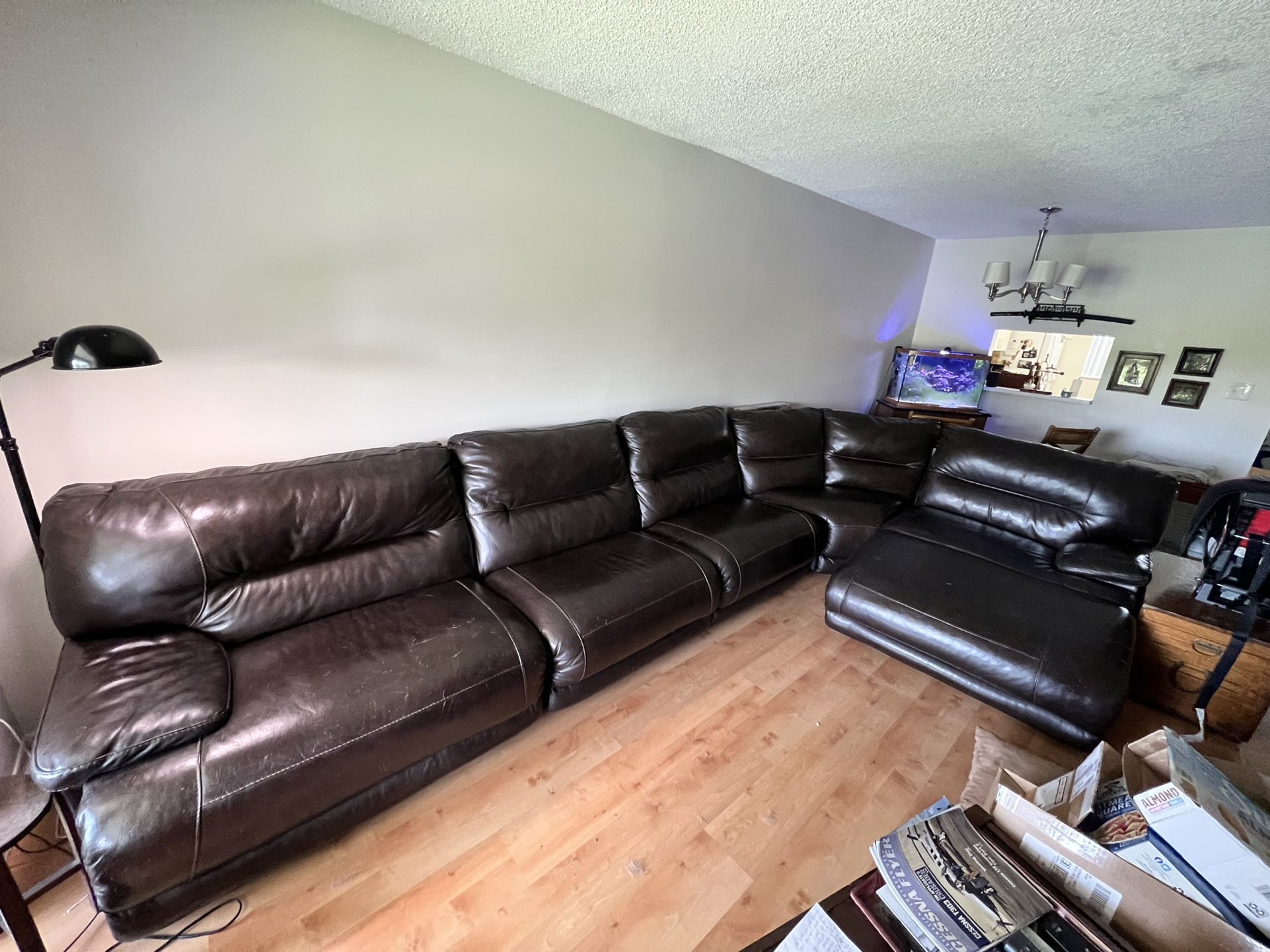 Huge Real Leather Sectional Couch. 