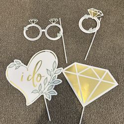 Bridal / Bachelorette Photo Props - White & Gold