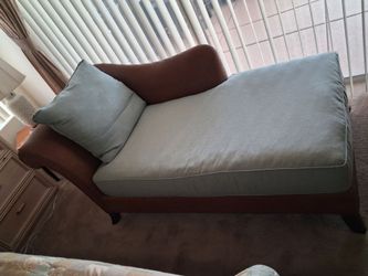 Chaise Lounge with Light Blue Cushions