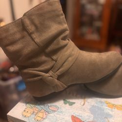 Beige Suede Boots 6