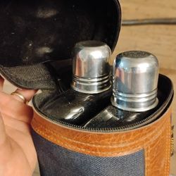 Set of Glass Flasks in holster
