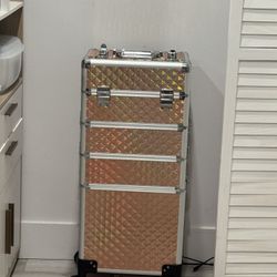 Leeora&Leekoo Portable Multi-Storey Nail Case for Nail Tech Organizer - Wheels Makeup Case Organizer, Cosmetic Case, Makeup Train Case, Make Up Case (