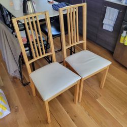 Blonde Wood Dining Chairs (2)