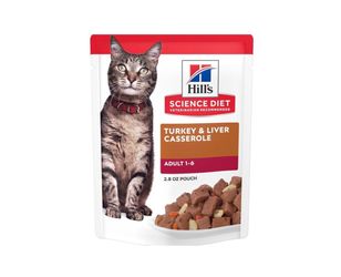 Hill’s Science Diet Turkey & Liver Cassarole Wet Cat Food, 2.8oz Pouch, Adult, 24 Pack