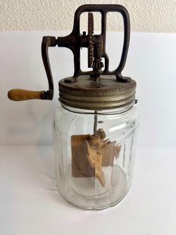 Antique Vintage Dazey No. 30 Glass Butter Churn Hand Crank Farmhouse Decor