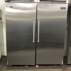 Viking 72” Stainless Steel Side By Side Built In Refrigerator Freezer Column Set 