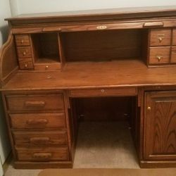  dark wood roll top desk Custom Maid With Key