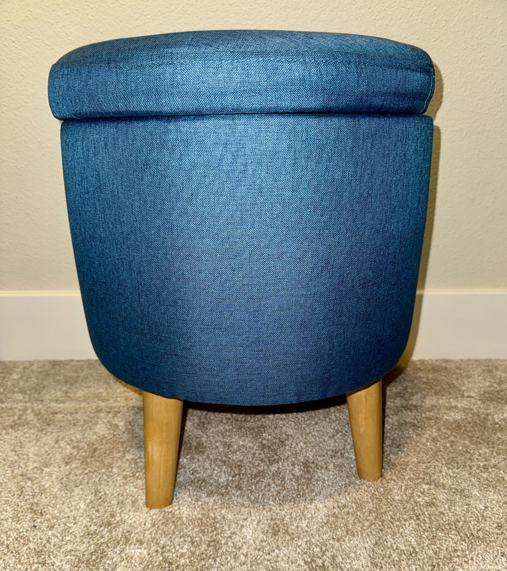 Small Round Storage Ottoman Footrest Chair with Wood Legs