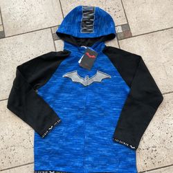 NWT Licensed Batman Boys Hoodie Full Zip Jacket Size L 14/16