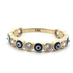 Woman’s Ladies 14k Yellow Gold CZ Cubic Zirconia Eye Eye Band Ring Size 7.5 GP3111246