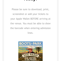 Boots in the park Jon Pardi -2tickets
