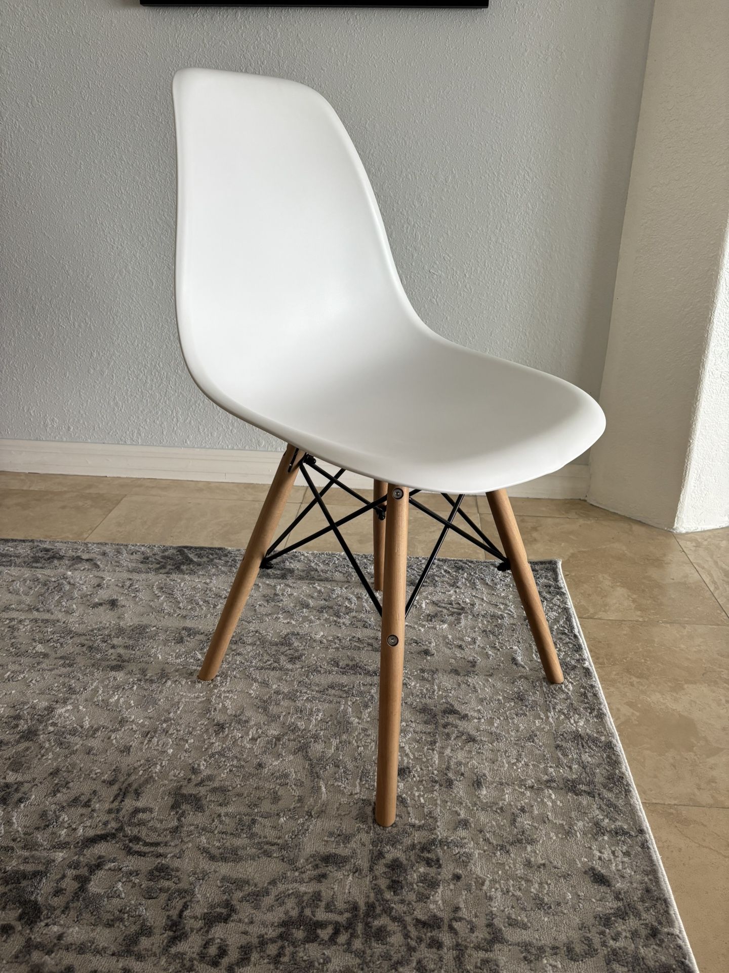 $100 Set of 4 Modern Mid-Century Style Dining Chairs – White