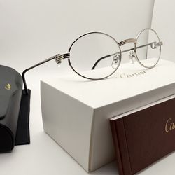 Cartier Saint-Honoré Platinum/Clear Wires Vintage Wood Buffalo Horn Buffs Glasses