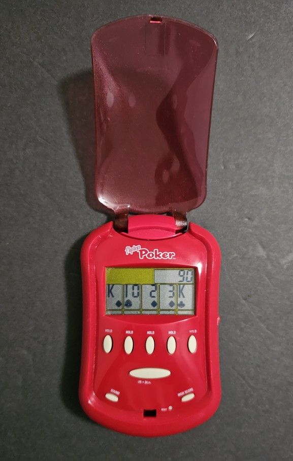 2003 Radica Poker Flip Top Lighted Electronic Handheld Game Tested & Works
