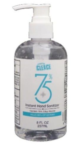 Cleace 75% Alcohol Hand Sanitizer (1 case /24ct, 8 oz. Bottles) (Kills 99% Germs)