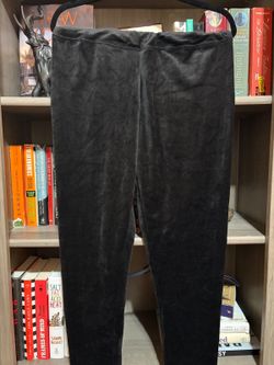 Cuddl Duds Black Double Plush Velour Pants, Size Large