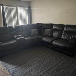 Leather Reclining Sectional 