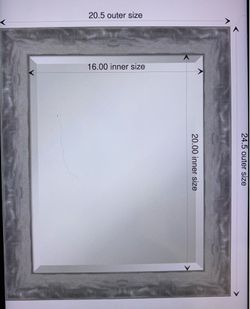 Amanti Art Silver Bathroom Mirror for Over Sink, 25x21 Waveline Silver Narrow Rectangle Vanity Mirror, Small Casual Frame, Hangs Horizonally and Verti