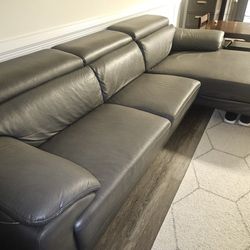 Gray Leather Sectional