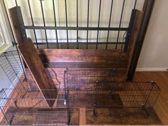 queen-size farmhouse storage bed frame