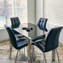 Black Leather Dining Chairs - Counter Height Or Bar Height