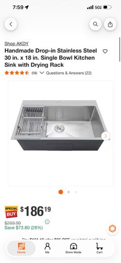 AKDY Stainless Steel Drop-in Kitchen Sink with Drying Rack