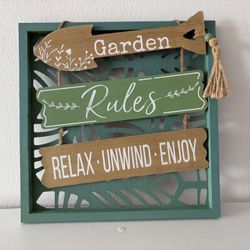 Garden Rules Sign Wall Decor Boho