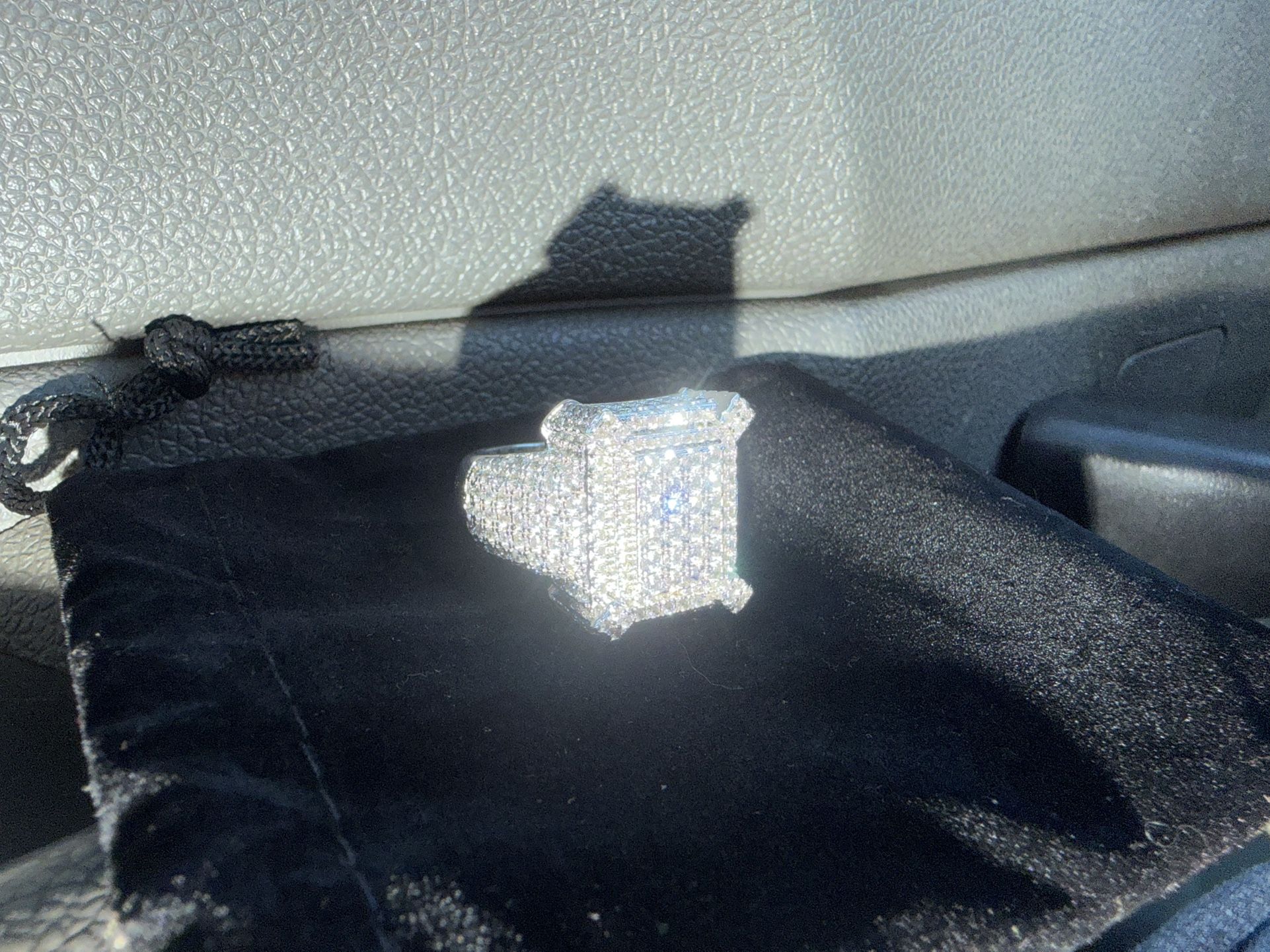 Ring sterling silver with Moissanite lab created diamonds (like new)  (Read ad before messaging)  