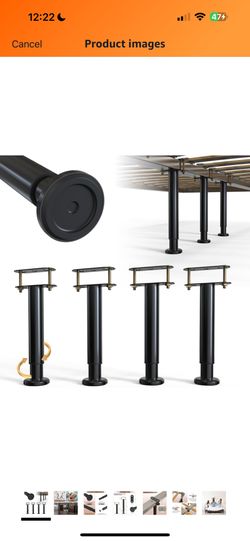 Under Bed Metal Support Legs, Adjustable Height Bed Frame Support Leg, Bed Slat Support Leg for Heavy Duty/Wooden/King/Queen Bed Frame (7"-12.6" (4pcs