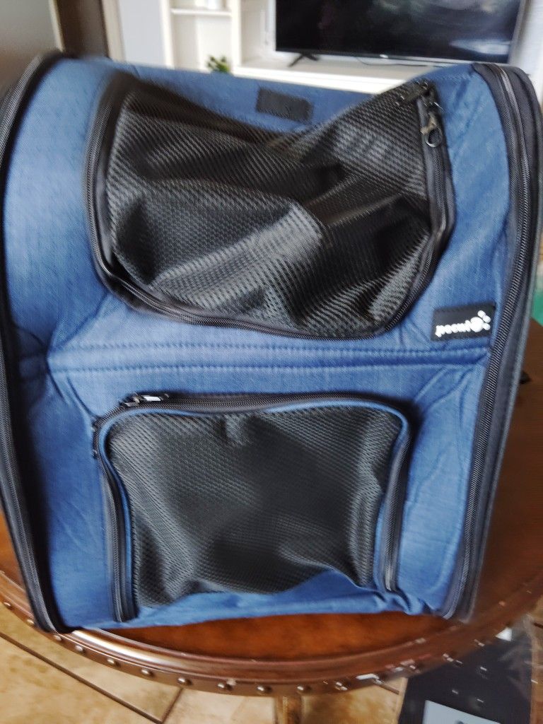 Pecute Cat Carrier Dog Backpack Expandable (Blue)
