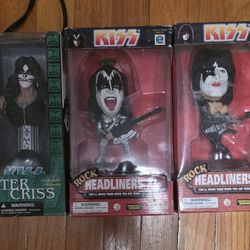 KISS Rock Headliners XL Collectible Figures lot of 3