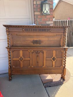 Full antique solid wood bed