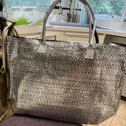 Large Silver Lined Tote Bag