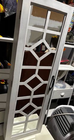 White Wood Wall Mirror Jewelry Box
