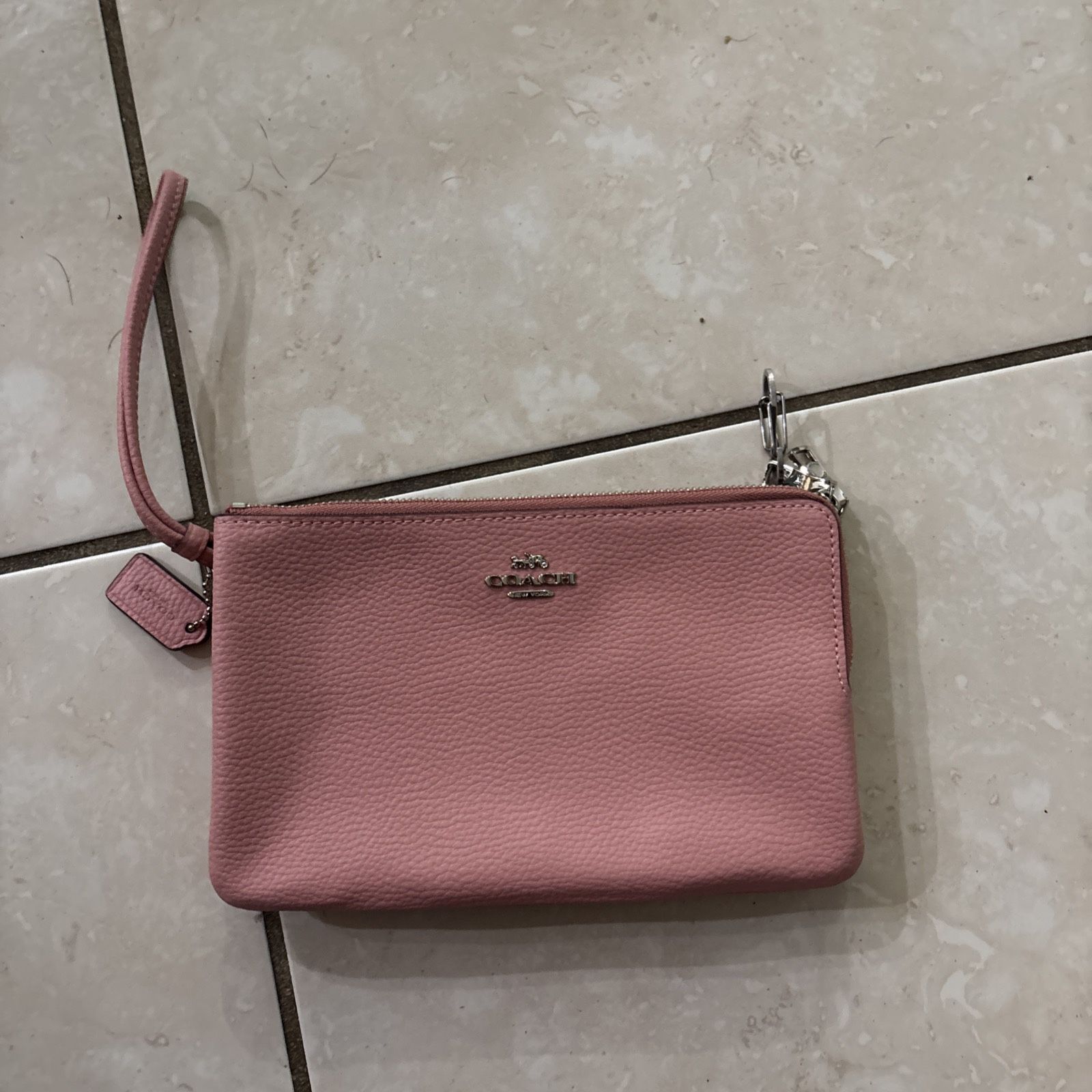 Coach Kristin Pink Leather Wristlet Clutch Purse Wallet