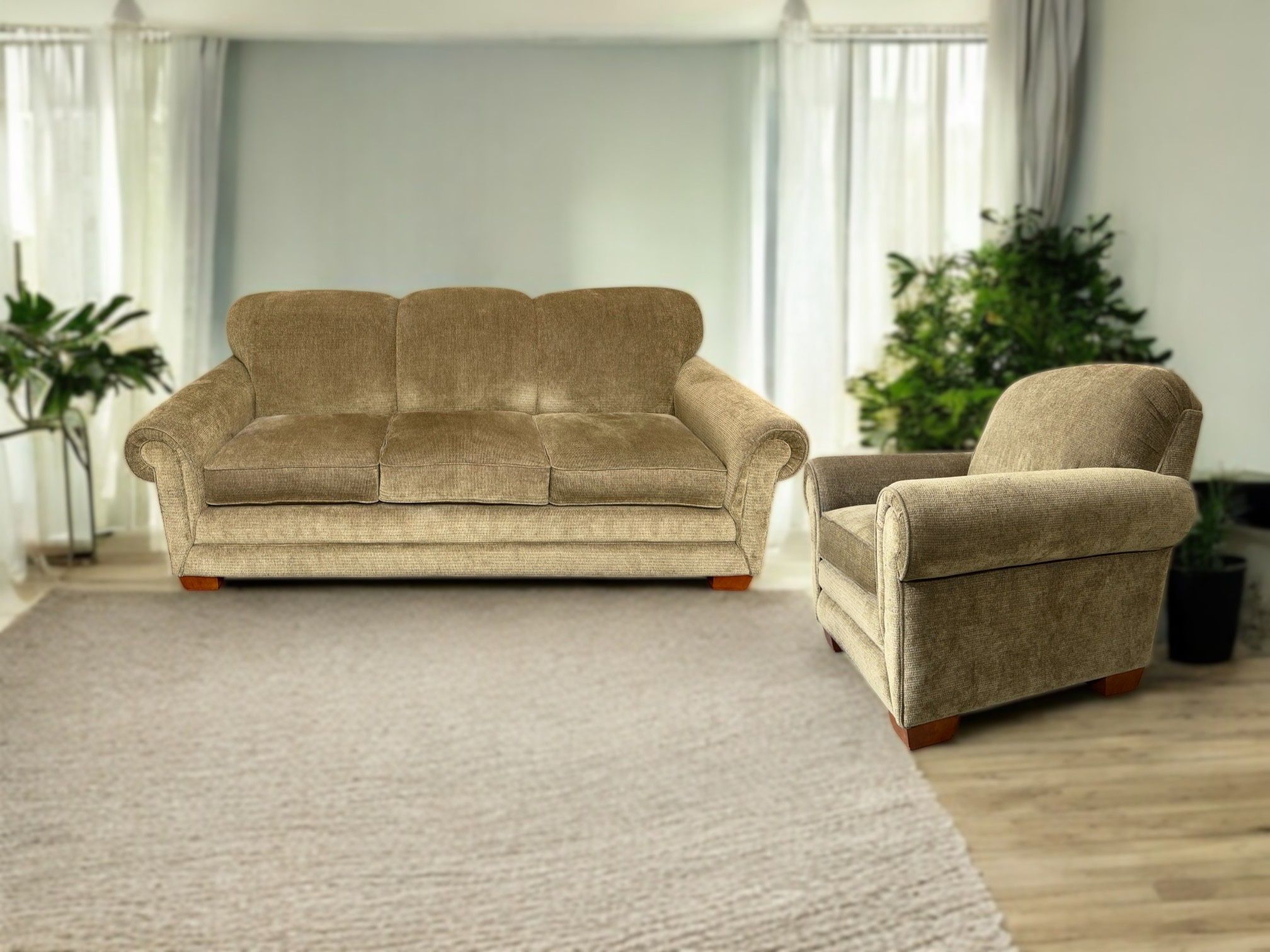 La-Z-Boy Mackenzie Pale Mossy Green Couch & Armchair Set