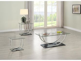 Danville Chrome 3-piece Glass Top Coffee and End Table Set