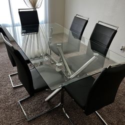 6 chairs Glass dinning Table Set