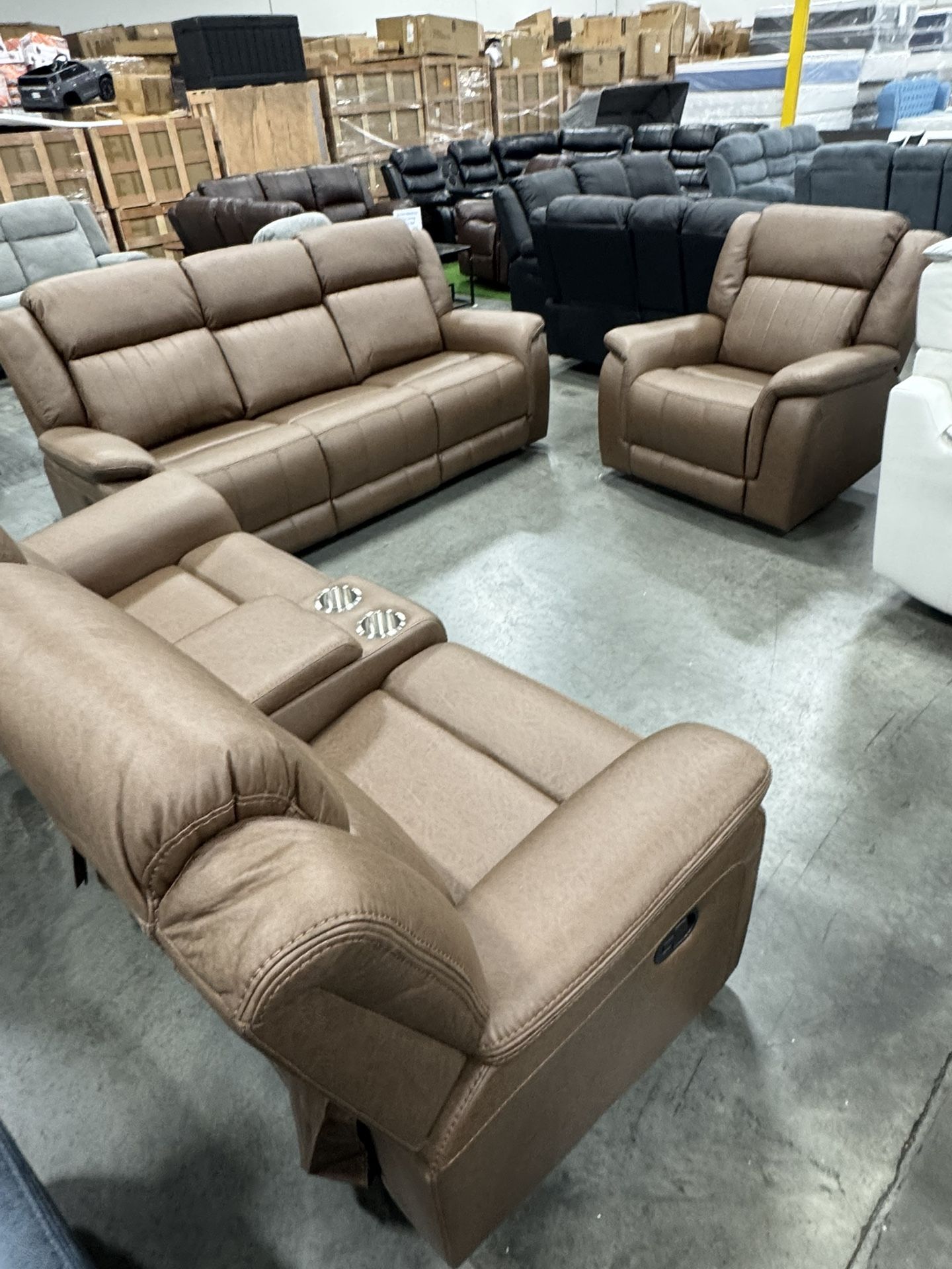Premium Brown Recliner 3Pcs Living Room Set (1/13)