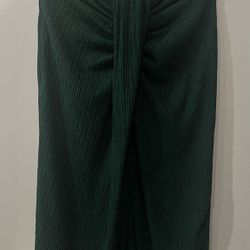 green twist-front midi skirt