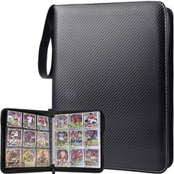 Portable 9-Pocket Trading Card Binder, Holds 990 Cards with 55 Removable Double-Sided Sleeves, Baseball Card Binder Card Storage Organizer Album for B