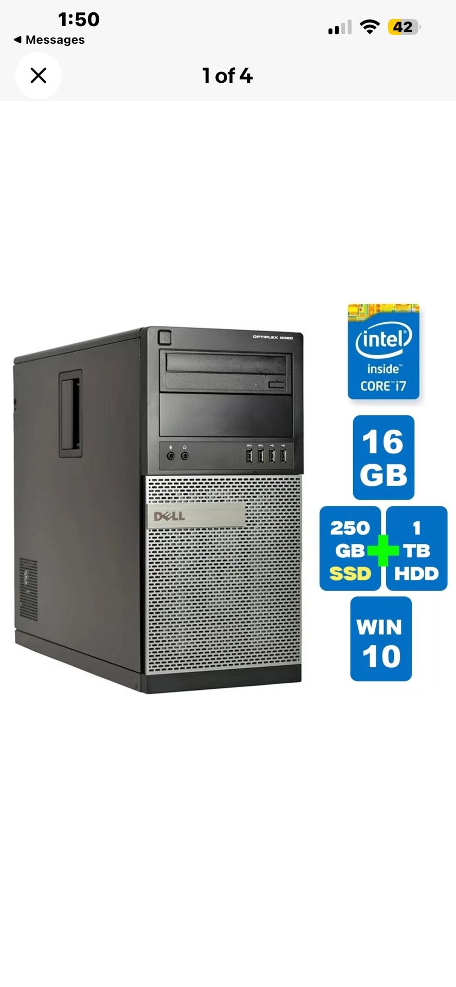 Dell OptiPlex 9020 Desktop Core i7 16 GB Ram 240 SSD + 1 TB HDD Win 10 Computer