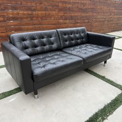IKEA Morabo Black Leather Sofa