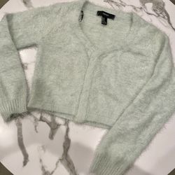 Faux Hair Comfy Soft Cardigan- M/ Babyblue 