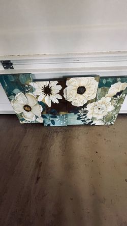 New! Floral Canvas Wall Art Set of 4