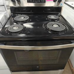 GE coil top oven in silver
