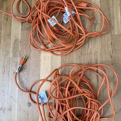 Set of 2 Extension Cords 50 ft. Orange. Indoor/Outdoor