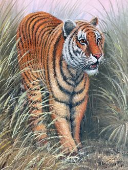 Watson signed Framed Tiger Painting